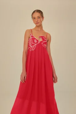 FARM Rio Red Fish Top Maxi Dress