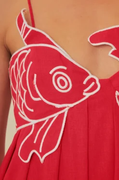 FARM Rio Red Fish Top Maxi Dress