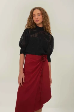 FARM Rio Red Midi Skirt New