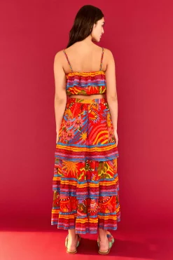 FARM Rio RED MIDI SKIRT | Magic Forest Print Clearance