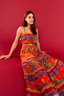 FARM Rio RED MIDI SKIRT | Magic Forest Print Clearance
