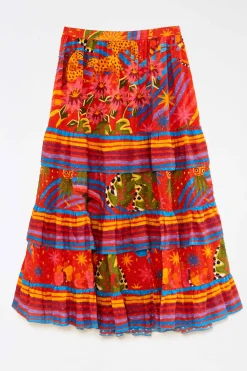 FARM Rio RED MIDI SKIRT | Magic Forest Print Clearance