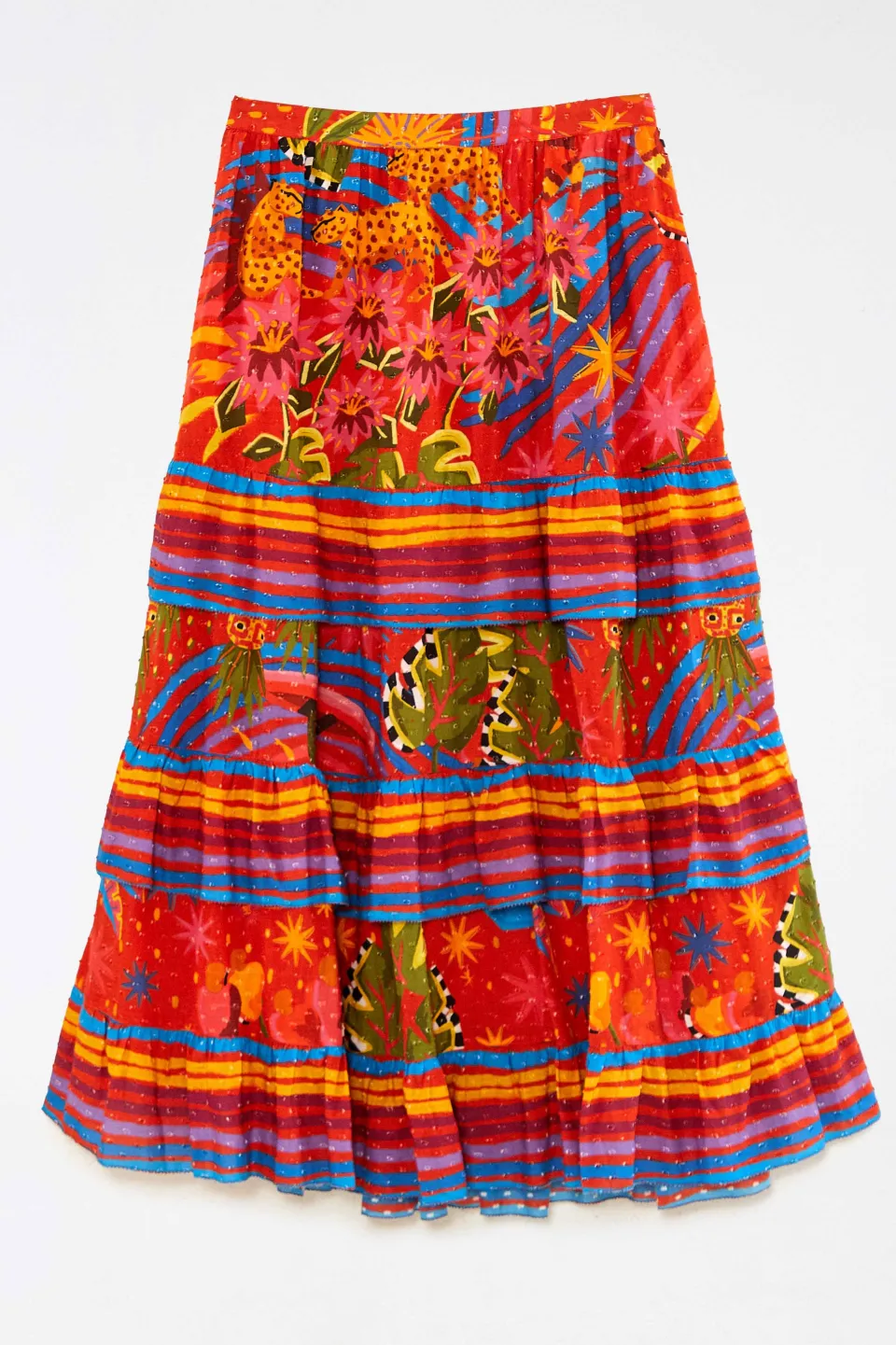 FARM Rio RED MIDI SKIRT | Magic Forest Print Clearance