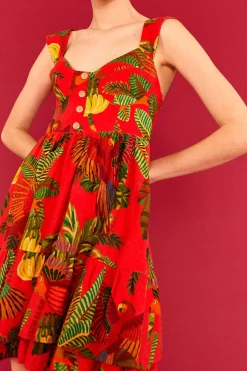 FARM Rio Red Mini Dress | Forest Birds Print Best