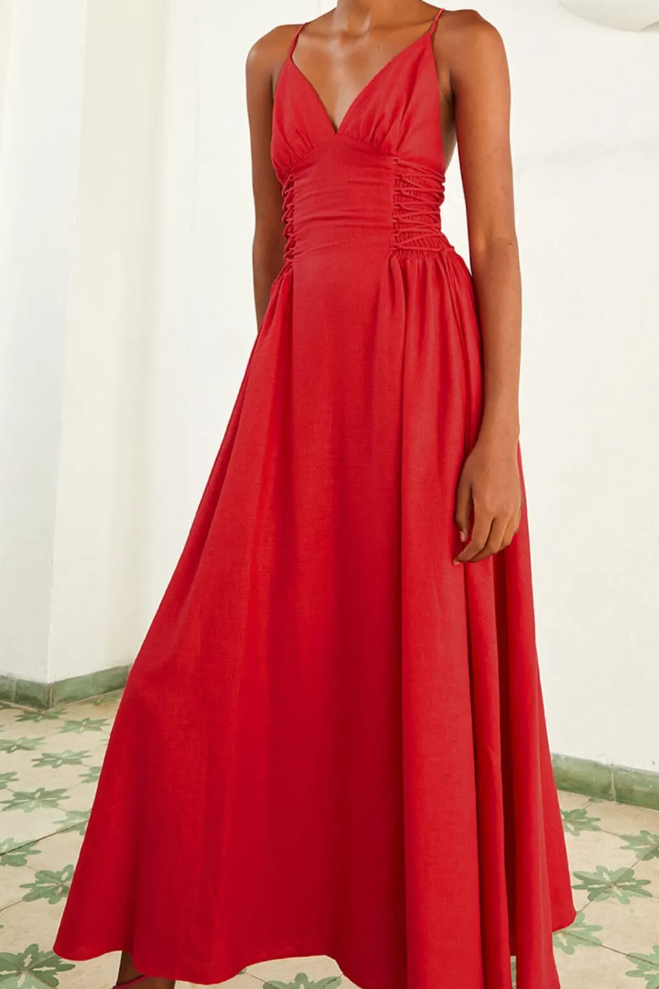 FARM Rio Red Sleeveless Midi Dress Clearance