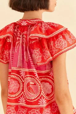 FARM Rio Red Summer Sunrise Blouse Hot
