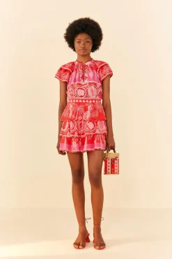 FARM Rio Red Summer Sunrise Mini Skirt Outlet