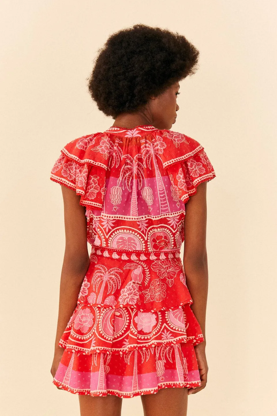 FARM Rio Red Summer Sunrise Mini Skirt Outlet