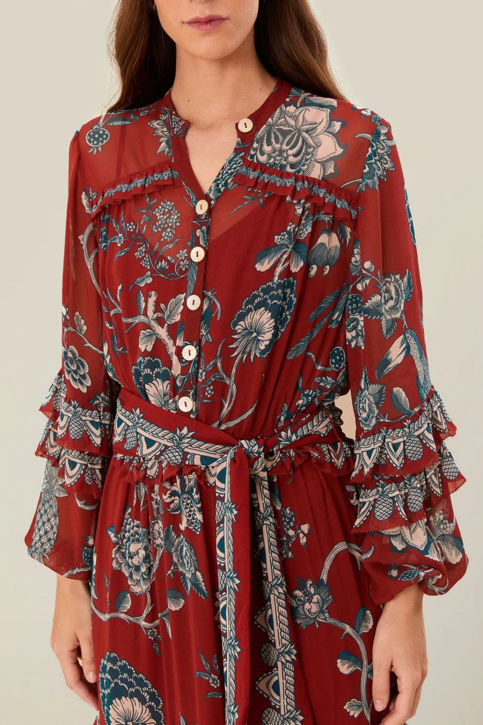 FARM Rio Red Tropical Landing Maxi Dress Clearance
