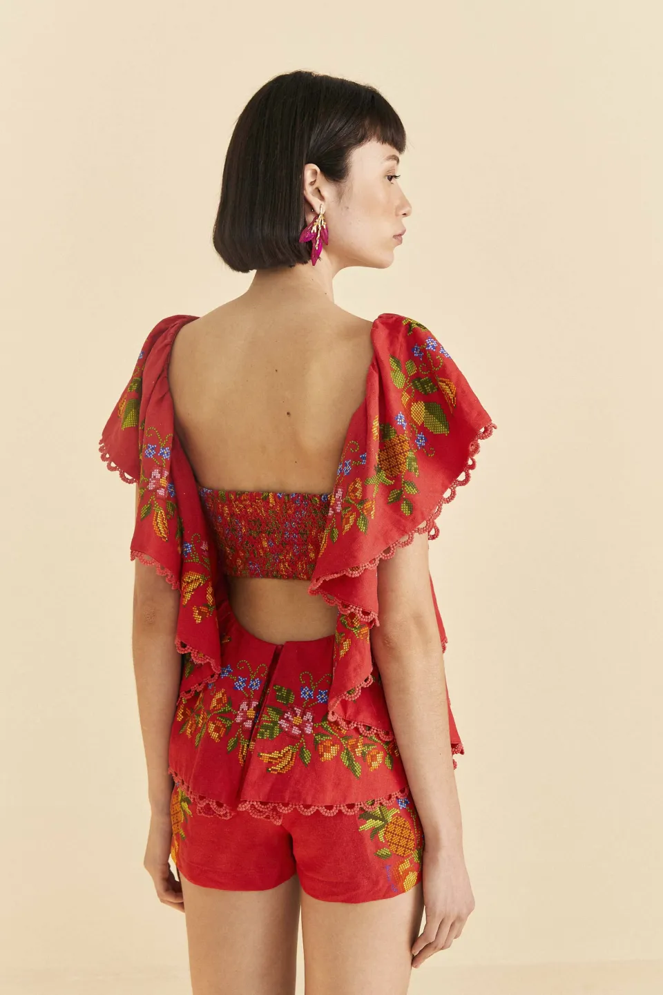 FARM Rio Red Tropical Romance Romper Outlet