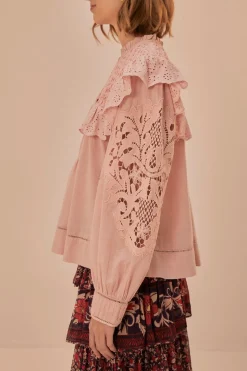 FARM Rio Rose Honeycomb Blouse New
