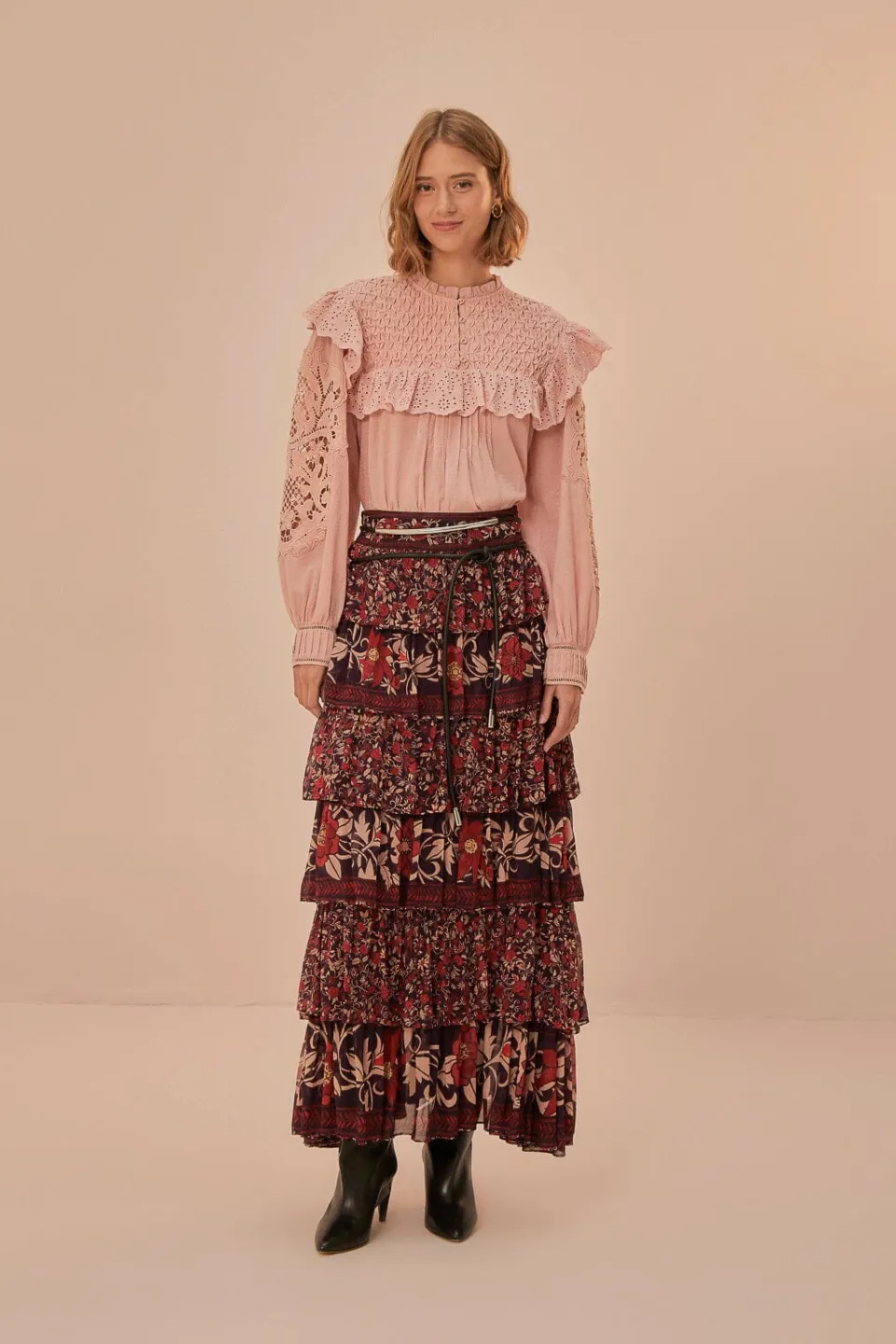 FARM Rio Rose Honeycomb Blouse New