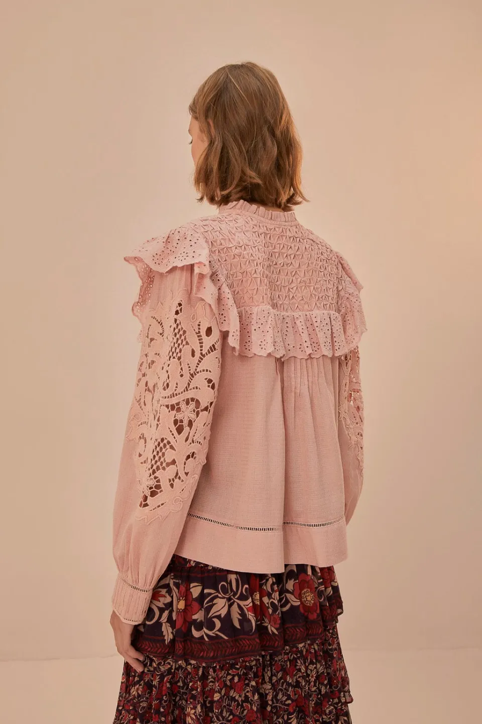 FARM Rio Rose Honeycomb Blouse New