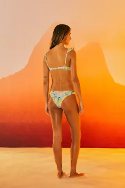 FARM Rio RUFFLE BIKINI TOP | Lemon Dream Print New