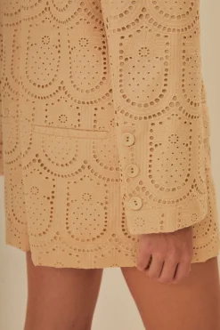 FARM Rio Sand Cotton Eyelet Tailored Romper Discount