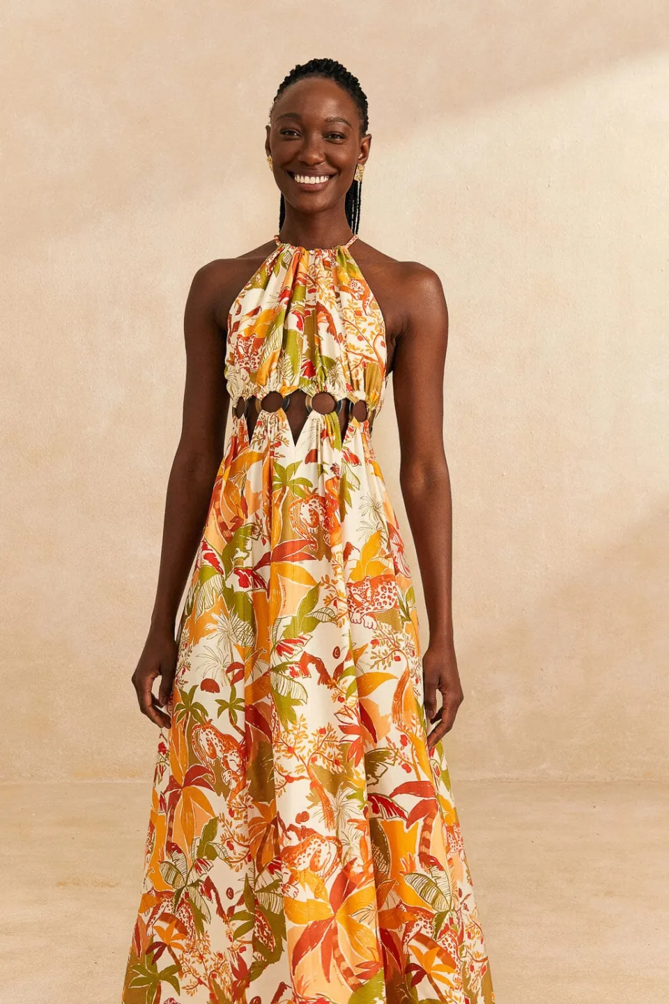 FARM Rio Sand Leopard Forest Maxi Dress Hot