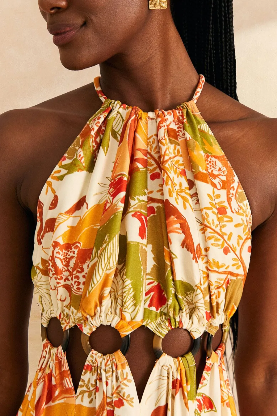 FARM Rio Sand Leopard Forest Maxi Dress Hot