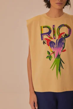 FARM Rio Sand Rio Shoulder Pad Organic Cotton T-Shirt Online