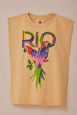 FARM Rio Sand Rio Shoulder Pad Organic Cotton T-Shirt Online