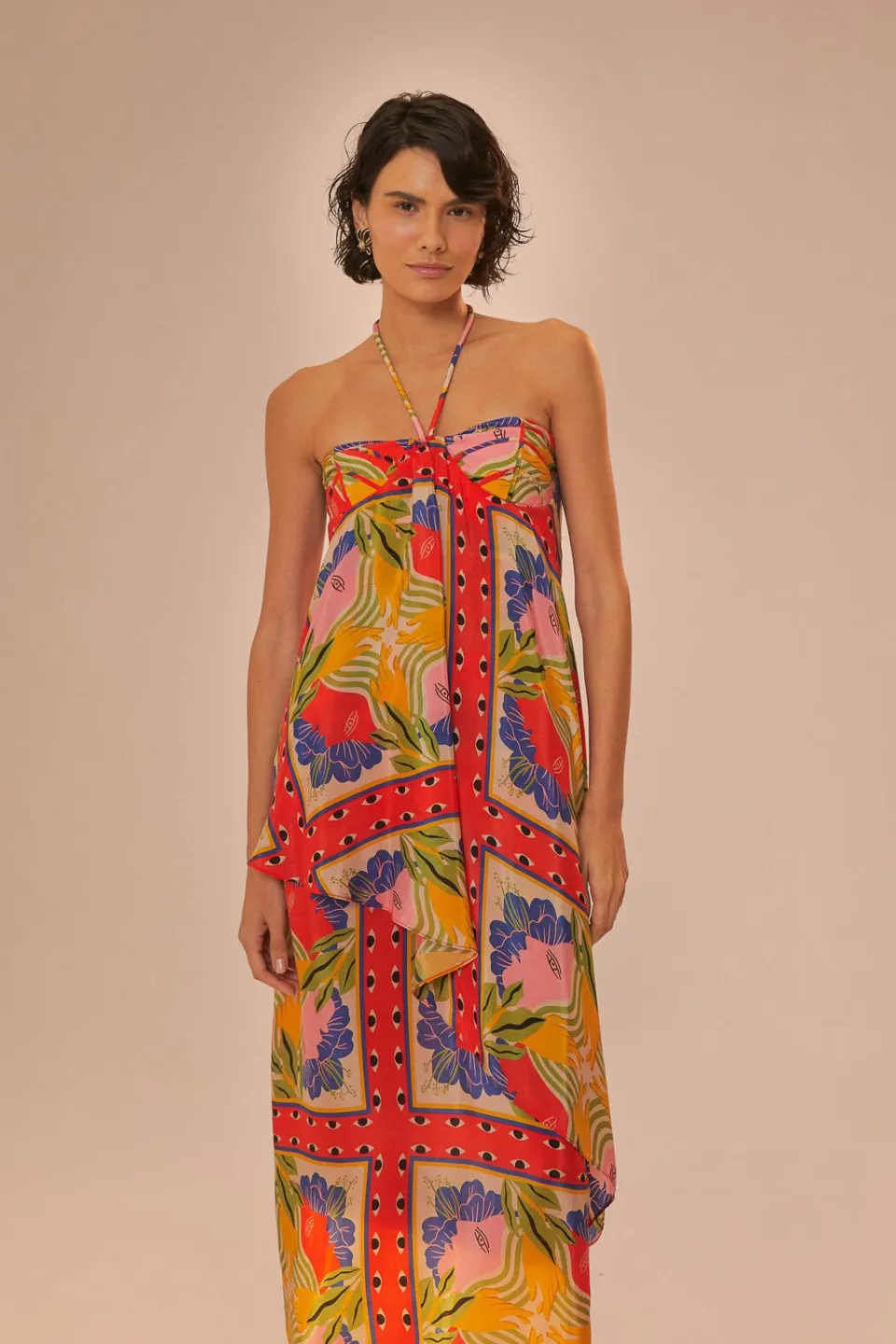 FARM Rio Sand Surreal Scarf Sleeveless Maxi Dress Sale