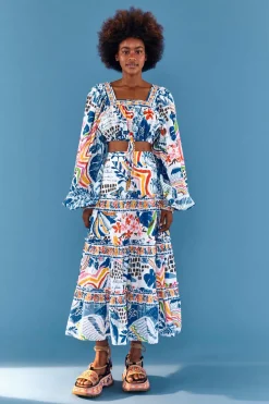 FARM Rio SQUARE NECK Top | Long Sleeves | Wild Brazil Print Discount