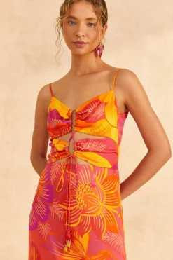FARM Rio Summer Garden Ombre Lenzing™ Ecovero™ Viscose Midi Dress Outlet