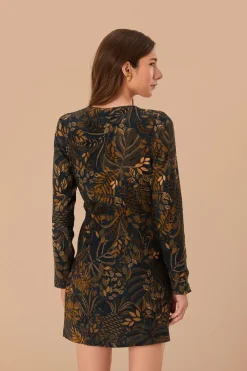 FARM Rio Teal Dotted Forest LENZING™ ECOVERO™ Viscose Wrap Mini Dress Outlet
