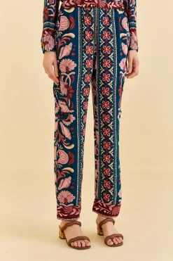 FARM Rio Teal Seashell Tapestry Cargo Pants Discount