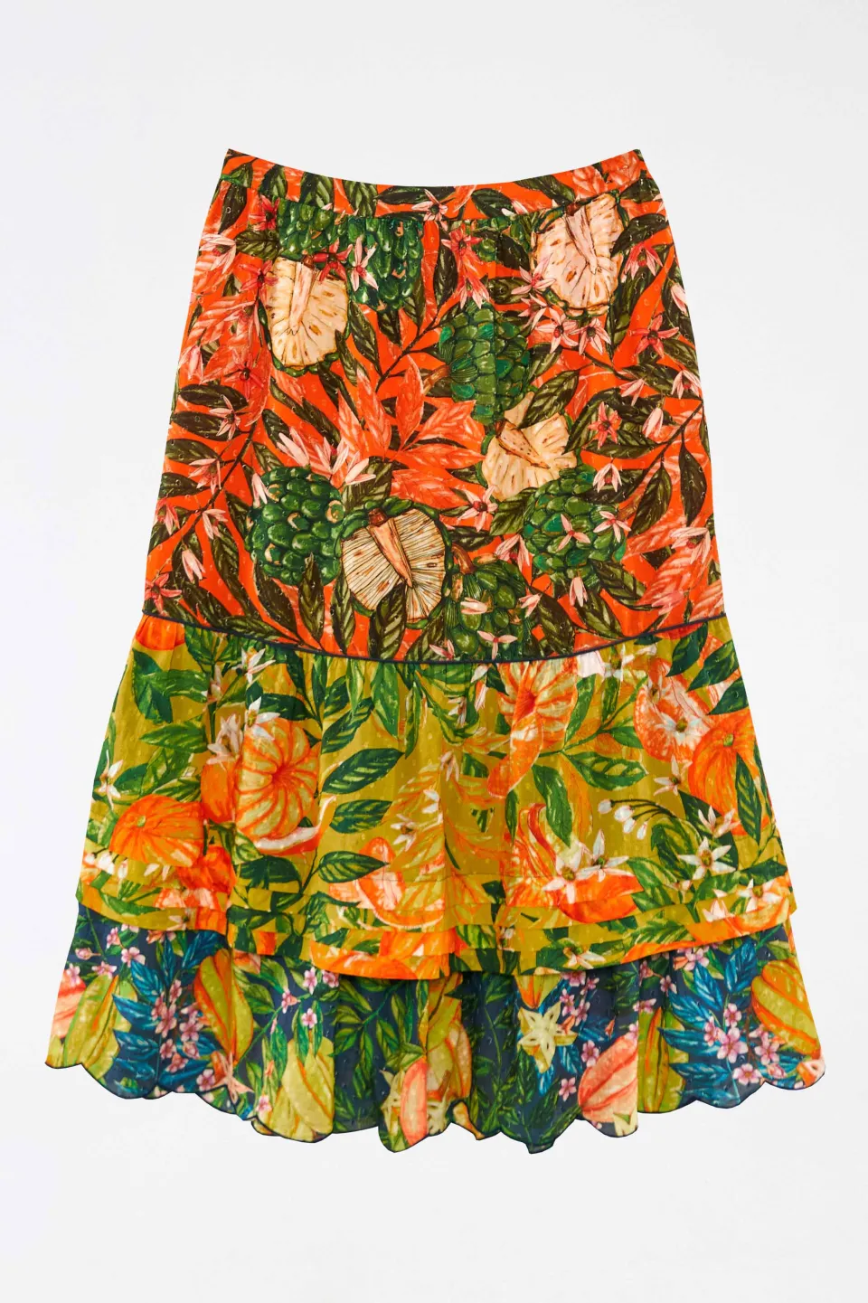 FARM Rio TIERED MIDI SKIRT | Caipirinha Print Discount