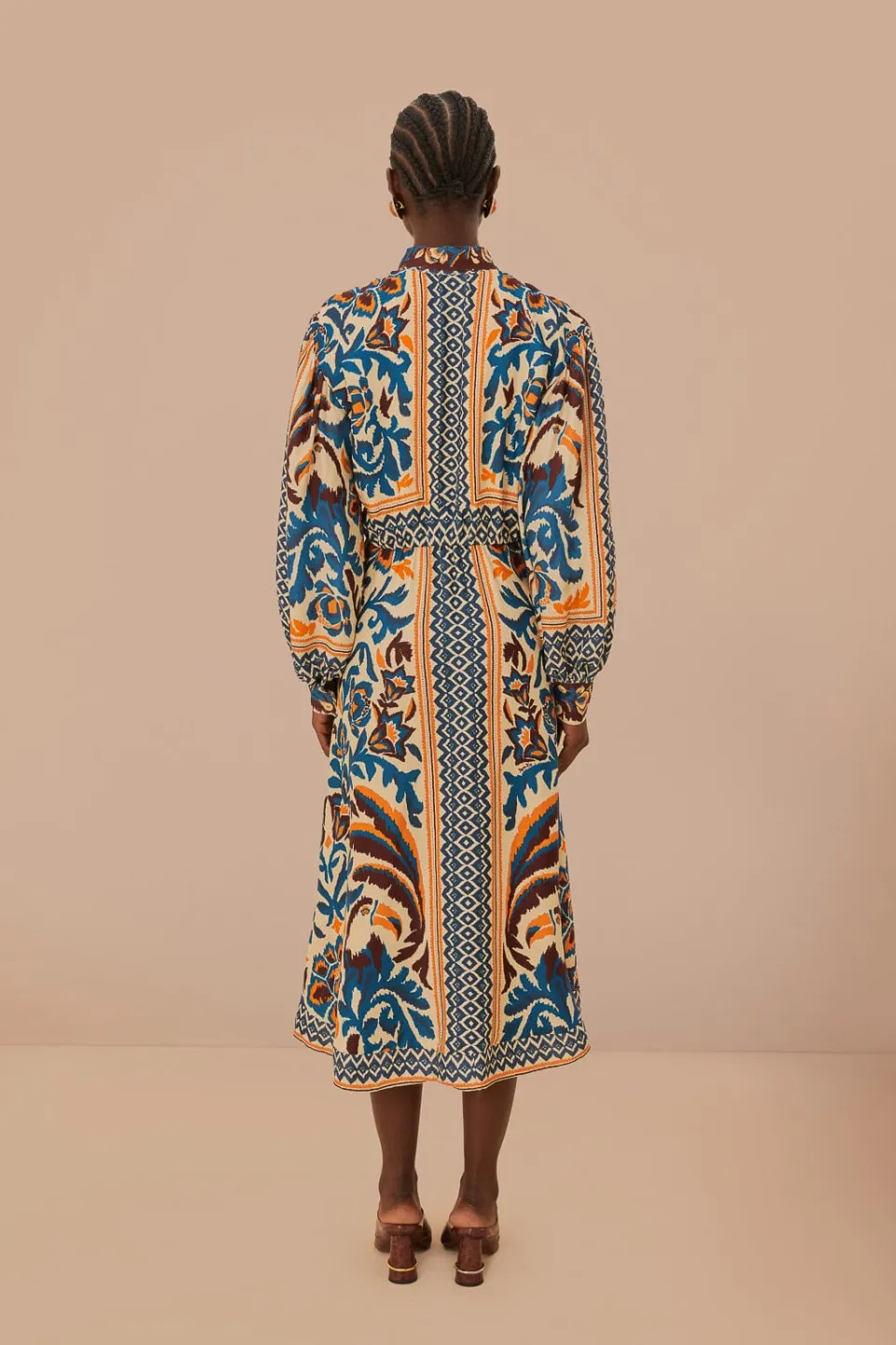 FARM Rio Toucans Scarf Sand Midi Dress Clearance
