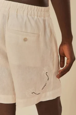 FARM Rio Tropical Destination Embroidered Euroflax™ Premium Linen Shorts Clearance