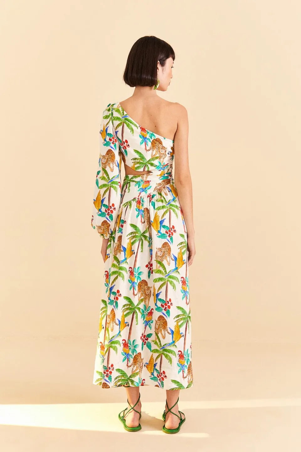 FARM Rio Tropical Paradise One Shoulder Midi Dress Outlet