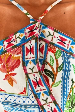 FARM Rio Tropical Tiles Embroidered Mini Dress Online