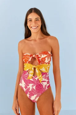 FARM Rio Tropical Woodcut One Piece Swimsuit Clearance