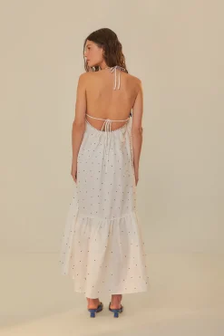 FARM Rio White Beaded Fishes Sleeveless Maxi Dress Hot