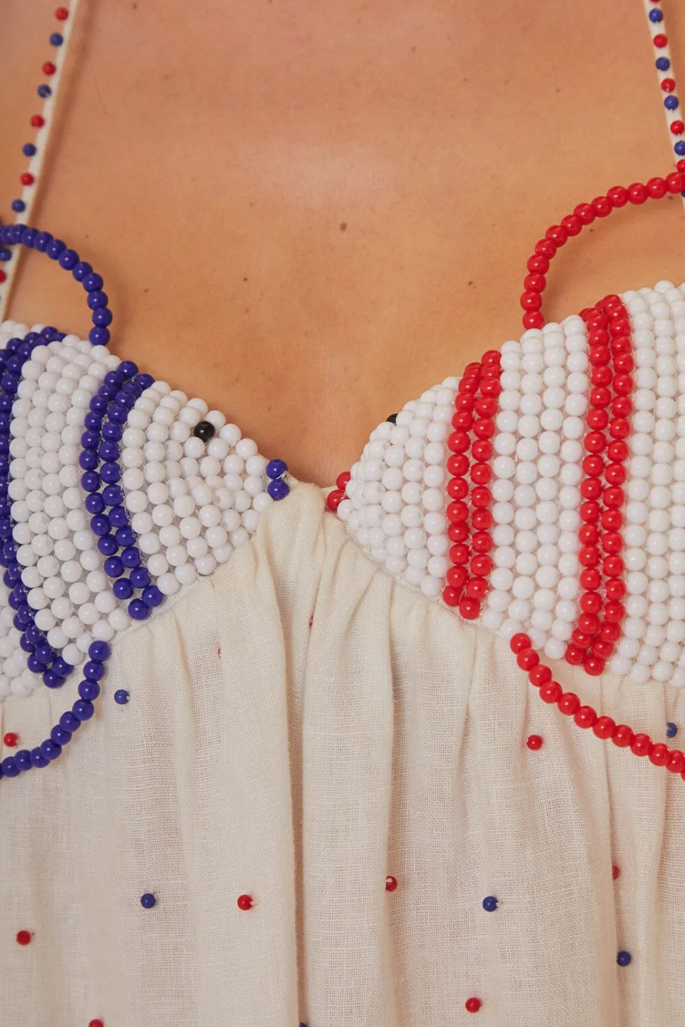 FARM Rio White Beaded Fishes Sleeveless Maxi Dress Hot