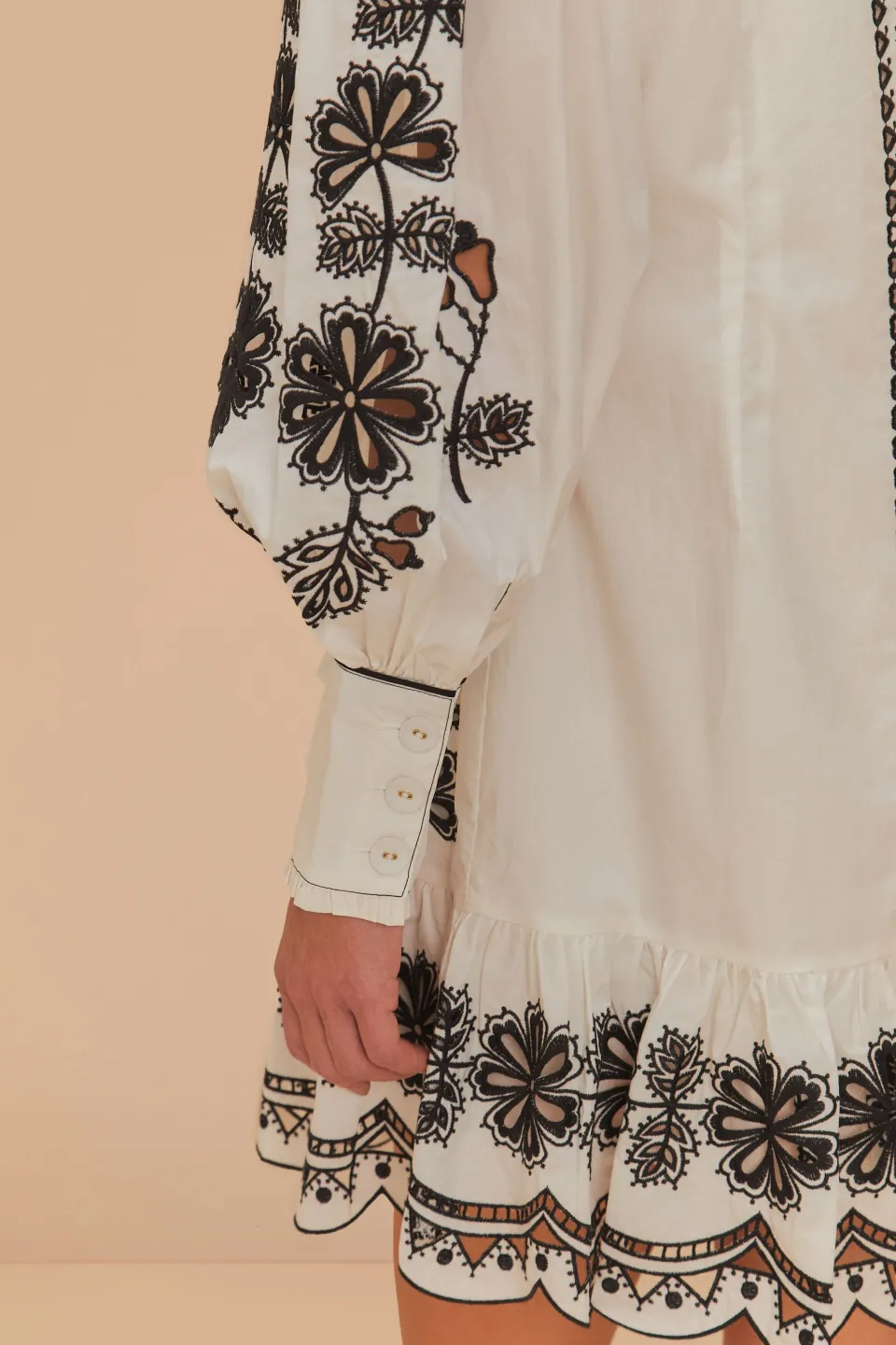 FARM Rio White Flowers Richelieu Mini Dress
