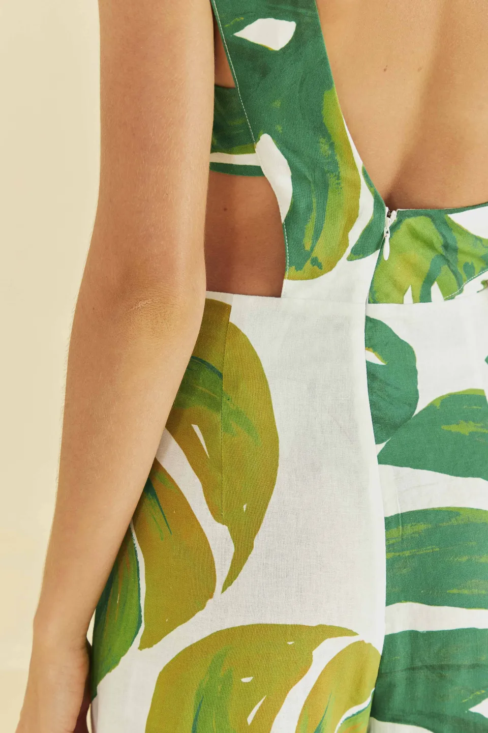 FARM Rio White Monstera One Shoulder Jumpsuit Clearance