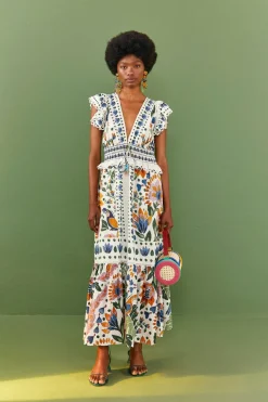 FARM Rio White Summer Garden Maxi Dress Online