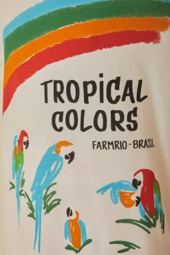 FARM Rio White Tropical Colors Organic Cotton Oversized T-Shirt Outlet