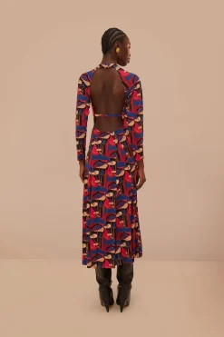 FARM Rio Wild Mushrooms Black Jersey Midi Dress Best