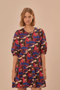 FARM Rio Wild Mushrooms Black Puff Sleeve Mini Dress Best