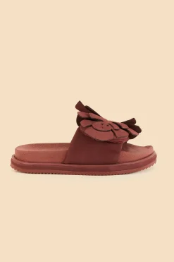 FARM Rio Wine Monstera Anatomic Slide Sandal New