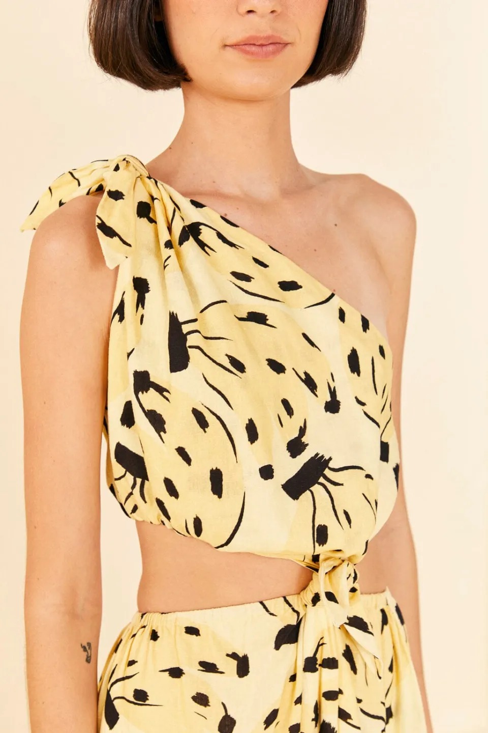 FARM Rio Yellow Bossa Banana Knot Midi Dress Best