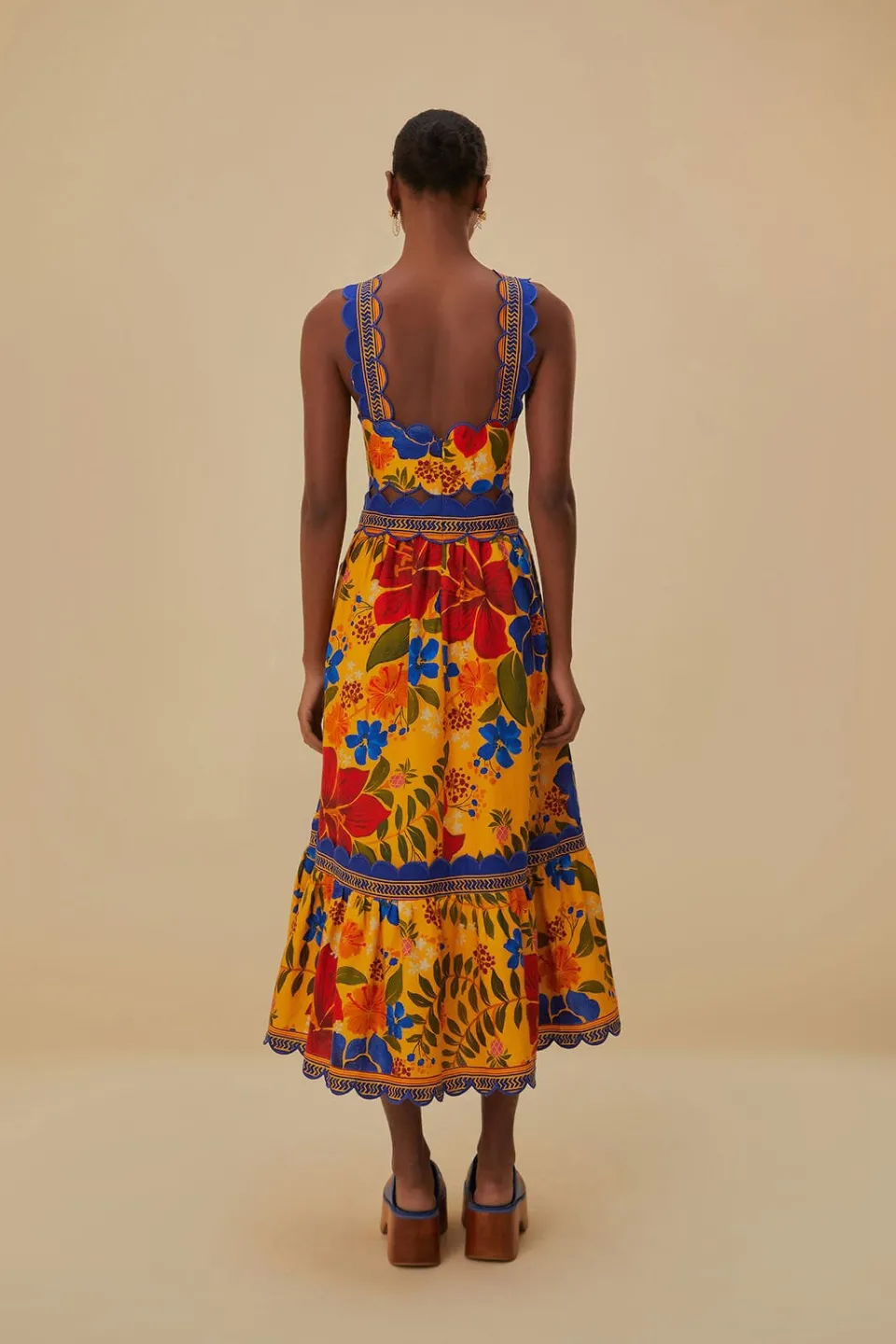 FARM Rio Yellow Floral Yard Lenzing™ Ecovero™ Euroflax™ Midi Dress Best