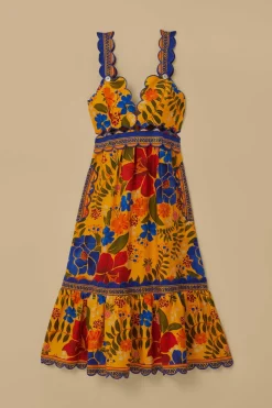 FARM Rio Yellow Floral Yard Lenzing™ Ecovero™ Euroflax™ Midi Dress Best