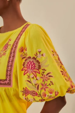 FARM Rio Yellow Garden Tapestry Embroidered Blouse Outlet