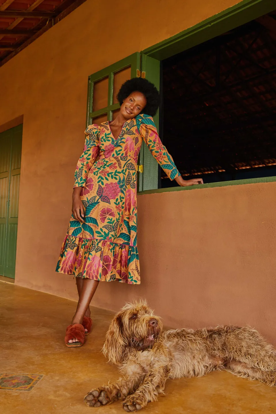 FARM Rio YELLOW MIDI DRESS | Flowerdoscopic Print Sale